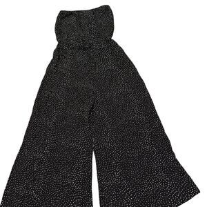 Blue Life pallazo jumpsuit, strapless, dark navy w/white polka dots, Small